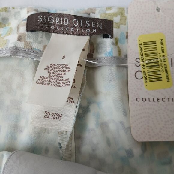 Sigrid Olsen Collection Sz 8 Women's Pants Cotton Blend Flat Front Mid Rise NWT - Picture 4 of 9